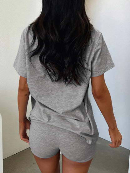 V-Neck Short Sleeve Top and Shorts Set