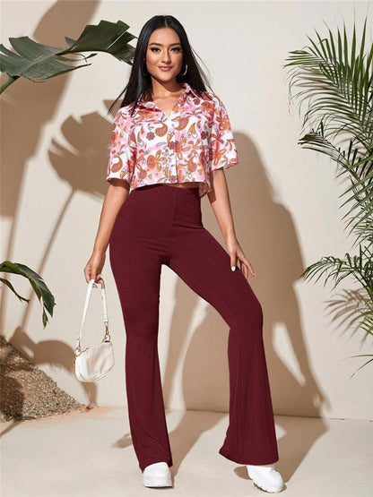 Full Size High-Waist Flare Active Pants Plus Size