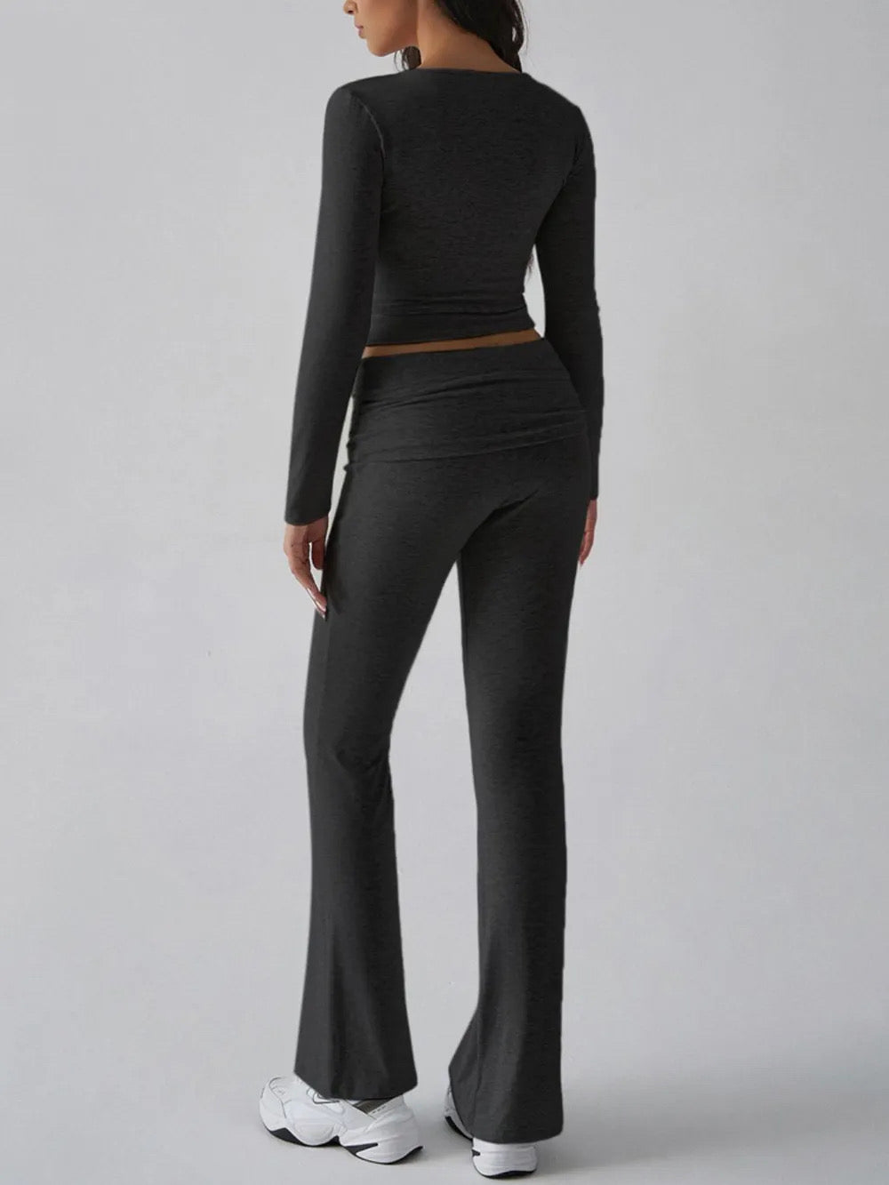 Devine Square Neck Long Sleeve Top and Pants Set