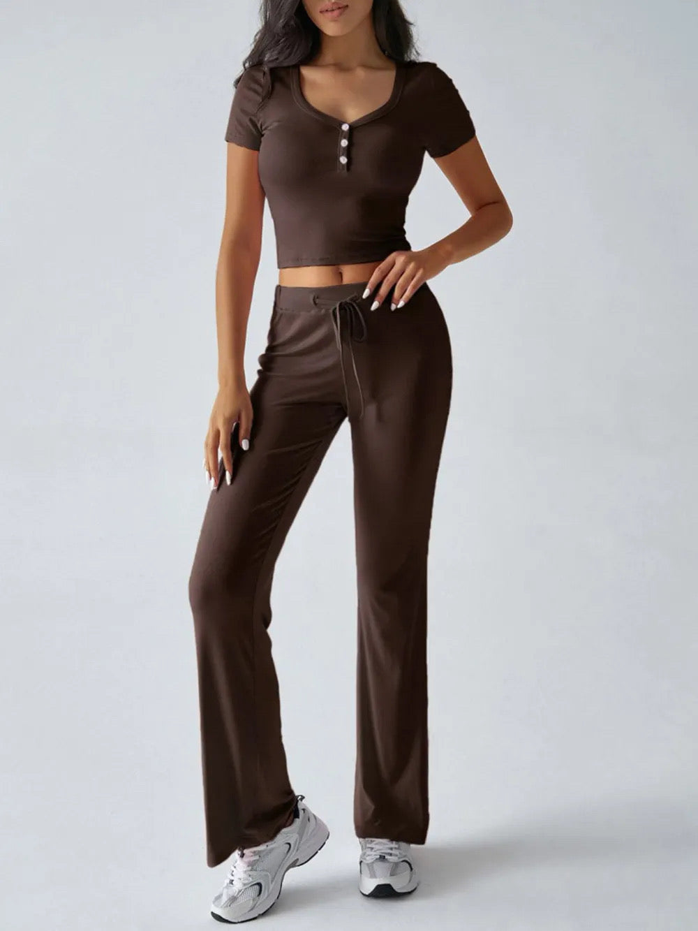 Devine Short Sleeve Top and Drawstring Pants Set