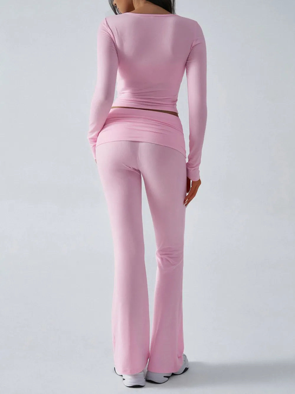 Devine Ruched Long Sleeve Top and Pants Set