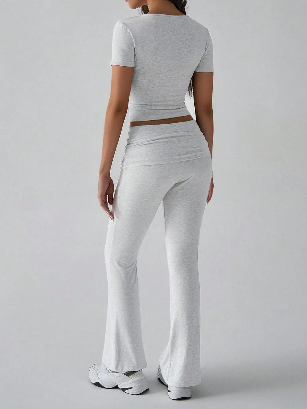 Devine V-Neck Top and Bootcut Leggings Set