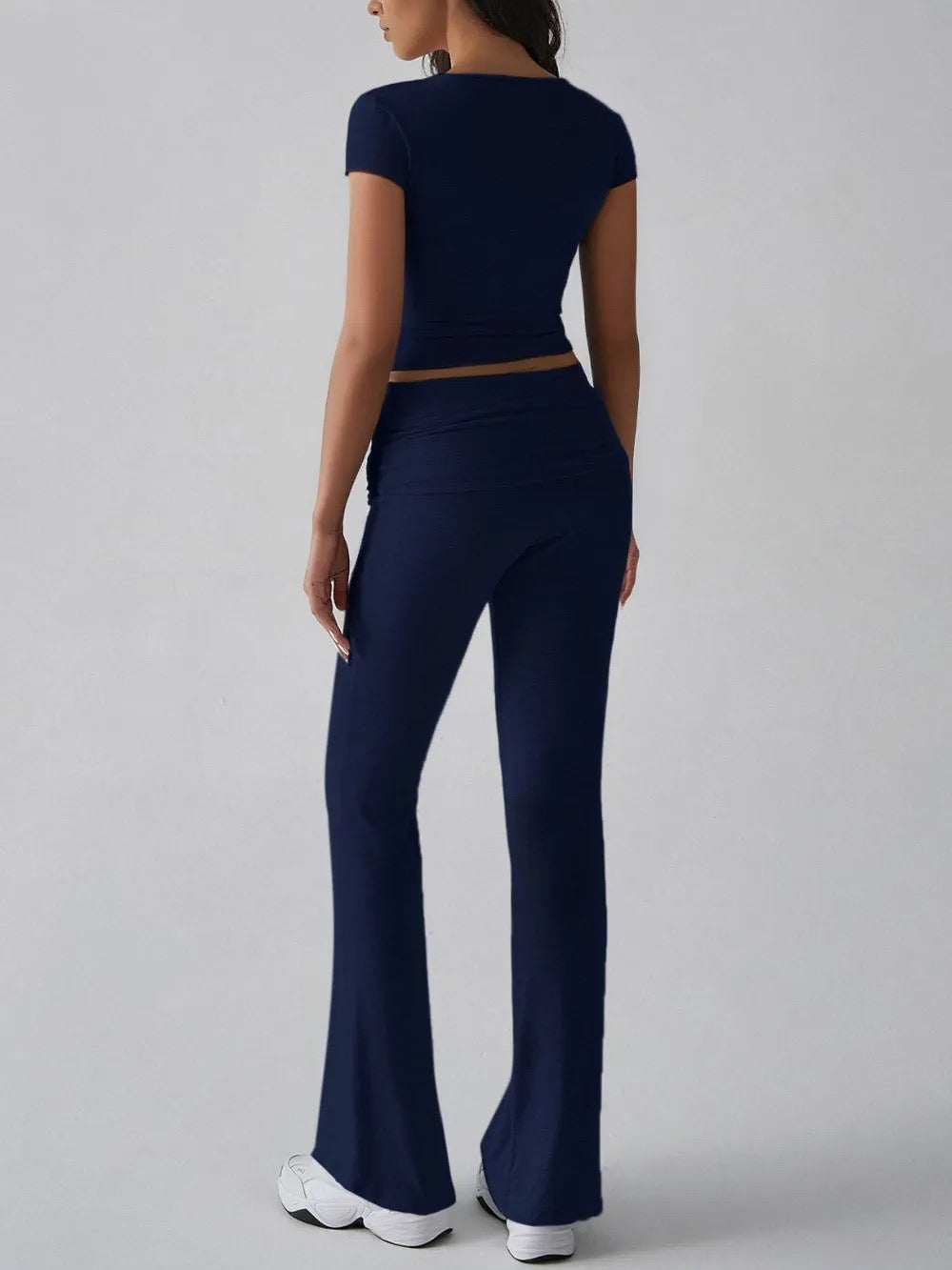 Devine V-Neck Top and Bootcut Leggings Set